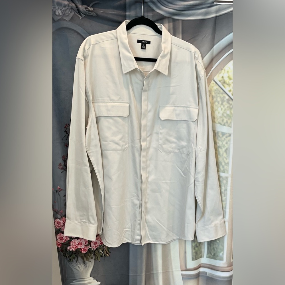Alfani Size:3XL Men Long Sleeve Shirt Button Down Pockets 55% Cotton